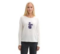 TOM TAILOR Damen Longsleeve mit Print, 10315 - Whisper White, M