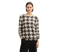 TOM TAILOR Damen Longsleeve mit Raffarm, 36892 - Classic Houndstooth Design, L