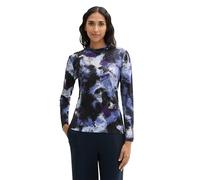 TOM TAILOR Damen Longsleeve mit Stehkragen, 36558 - Artistic Watercolor Design, XXL