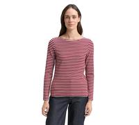 Langarmshirt TOM TAILOR, Damen, Gr. M, rot sanftes weiß stripe, Jersey, Obermaterial: 97% Baumwolle, 3% Elasthan, gestreift, regular fit taillenbedeckt, U-Boot-Ausschnitt, gerader Abschluss, Shirts, m