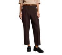Bundfaltenhose TOM TAILOR "Barrel Leg", Damen, Gr. 36, Länge 28, braun (java schwarz braun), Web, Obermaterial: 73% Polyester, 20% Viskose, 7% Elasthan. Futter: 100% Polyester, unifarben, bequem lang,