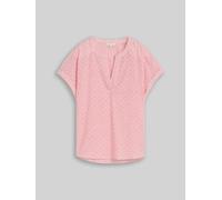 Druckbluse TOM TAILOR, Damen, Gr. 46, rosa (rot dobby stripe), Web, Obermaterial: 100% Baumwolle, gepunktet, gestreift, normal hüftbedeckend, Rundhals, abgesteppte Kante, Blusen Druckbluse, Sommer-Tun