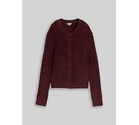 TOM TAILOR Damen Loose Fit Bouclé Cardigan, rot, Meliert, Gr. M