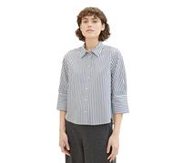 TOM TAILOR Damen Loose Fit Hemdbluse mit Streifen, 34794 - Navy White Vertical Stripe, 36