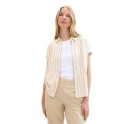 TOM TAILOR Damen Loose Fit Hemdbluse mit Streifen , beige offwhite stripe, 38