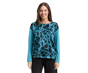 TOM TAILOR Damen Loose Fit Langarmshirt mit Leo-Print