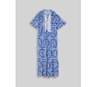 TOM TAILOR Damen Loose Fit Maxi-Kleid mit Muster, blau, Gemustert, Gr. 42
