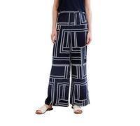 TOM TAILOR Damen Loose Fit Palazzo Hose, Navy Geometric Design, 34/30