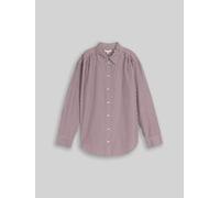 Hemdbluse TOM TAILOR "Loose", Damen, Gr. 44, braun (preppy plum weiß stripe), Obermaterial: 50% Baumwolle, 50% Lyocell, regular fit Po-bedeckend, Manschette, Blusen Hemdbluse, mit Manschetten (6280420