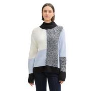 TOM TAILOR - Gemusterter Strickpullover black blue patched design M