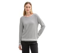 TOM TAILOR Damen Loose Fit Strickpullover mit Fischgräten-Muster, 36571 - Anthrazit Knit Heringbone, L