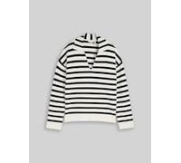 TOM TAILOR Damen Loose Fit Strickpullover mit Polokragen, blau, Gestreift, Gr. L