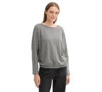 Tom Tailor Damen Loose Fit Sweatshirt mit Fledermausärmeln, 36595 - Black White Structure, M