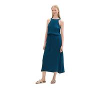 TOM TAILOR Damen Maxikleid mit American Neckline , Moss Blue, 38