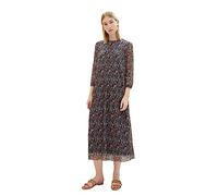TOM TAILOR Damen Mesh-Kleid mit Plissee & Knopfleiste