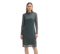 TOM TAILOR Damen Mesh Kleid mit transparenten Ärmeln, 36552 - Contemporary Navy Check, 38