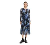 TOM TAILOR Damen Midi Mesh-Kleid mit transparenten Ärmeln, 36558 - Artistic Watercolor Design, 42