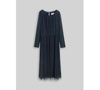 TOM TAILOR Damen Midi-Meshkleid mit Muster, blau, Gemustert, Gr. 34