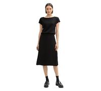 Tom Tailor Damen Midi Plisseekleid mit kurzen Ärmeln, 14482 - Deep Black, 36