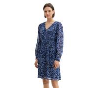 TOM TAILOR Damen Mini Kleid mit V-Ausschnitt, 36556 - Navy Watercolor Squares Design, 36