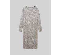 Nachthemd TOM TAILOR "Victoria", Damen, Gr. 38M, N-Gr, grau (grau, mittel, allover), Single Jersey, Obermaterial: 95% Viskose, 5% Elasthan, animal-print, gemustert, bequem wadenlang, Rundhals, Kleider