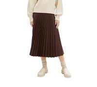 TOM TAILOR Damen Plissee Midi-Rock aus Fake-Leder, Brushwood Brown, 46