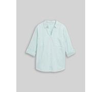 Tom Tailor Plus Shirtbluse Damen, 100% Baumwolle, V-Ausschnitt, Brusttaschen, Gr. 48, new blau haze