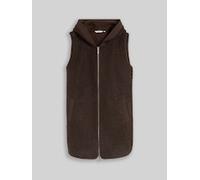 TOM TAILOR Damen Plus Size - Longstyle Teddy Weste, braun, Uni, Gr. 52