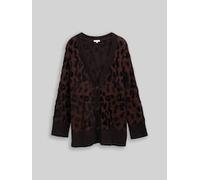 TOM TAILOR Damen Plus Size - Loose Fit Cardigan mit Leo-Muster, braun, Animalprint, Gr. 46