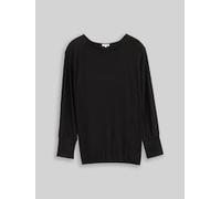 TOM TAILOR Damen Plus Size - Loose Fit Langarmshirt mit Glitzer-Effekt, schwarz, Uni, Gr. 48