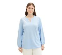 Tom Tailor Vertical Stripe Plus Langarmbluse 50 Blue White Thin Stripe