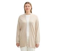 Tom Tailor Damen Plussize Basic Cardigan Strickjacke,25955 - Dusty beige Melange, 46