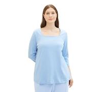 TOM TAILOR Damen Plussize Basic Langarmshirt mit 3/4-Arm, 34587 - Light Fjord Blue, 44