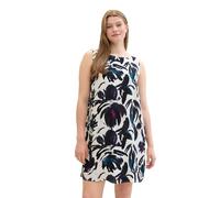 TOM TAILOR Damen Plussize Basic Sommer-Kleid mit Rückenausschnitt, dark blue floral design, 50