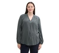 Langarmbluse TOM TAILOR PLUS, Damen, Gr. 44, blau (contemporary navy check), Obermaterial: 100% Viskose, gemustert, regular fit taillenbedeckt, V-Ausschnitt, elastischer Bund, Blusen Langarmbluse, mit