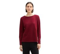 TOM TAILOR Damen Plussize Cosy Sweatshirt mit Knöpfen, 36489 - Deep Red Melange, 46