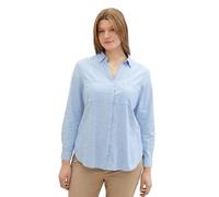 Tom Tailor Damen Plussize Hemdbluse 22758 mit Brusttaschen - Dreamy Blue Größe 52