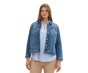 TOM TAILOR Damen Plussize Jeansjacke im Washed-Look, 10110 - Blue Denim, 54
