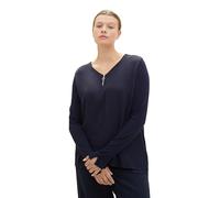 TOM TAILOR Damen Plussize Langarmshirt mit Reißverschluss-Detail, sky captain blue, 46