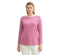 TOM TAILOR Damen Plussize Longsleeve mit Streifenmuster, 36130 - Pink Velvet White Stripe, 44