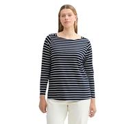 TOM TAILOR Damen 1043761 Plussize Basic Longsleeve mit Streifen, 37043-Navy White Stripe, 44 Größen