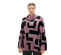 TOM TAILOR Damen Plussize Rollkragen-Pullover mit Muster, lilac geometric knit pattern, 50