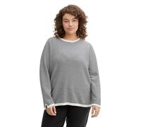 TOM TAILOR Damen Plussize Strickpullover aus Baumwolle, 36994 - Black White Bubble Knit Design, 44