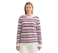 TOM TAILOR Damen Plussize Strickpullover aus Bio-Baumwolle, 36210 - Berry Knit Stripe Design, 48