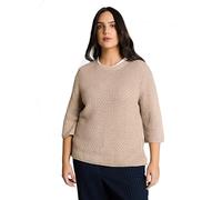 TOM TAILOR Damen Plus Size - Loose Fit Strickpullover mit Lochmuster, grau, Uni, Gr. 46