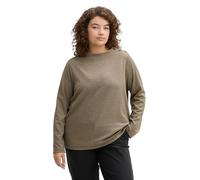 TOM TAILOR Damen Plussize Sweatshirt mit Knopfleiste, 36987 - Cargo Beige Mini Pepita, 46