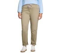 Jogger Pants TOM TAILOR PLUS, Damen, Gr. 46, Länge 28, silber olive, Web, Obermaterial: 92% Baumwolle, 5% Polyester, 3% Elasthan. Futter: 100% Baumwolle, 7/8-Länge, Hosen, im 5-Pocket-Stil mit Stretch