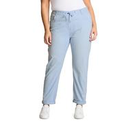Jogger Pants TOM TAILOR PLUS, Damen, Gr. 44, Länge 28, kentucky blau, Web, Obermaterial: 92% Baumwolle, 5% Polyester, 3% Elasthan. Futter: 100% Baumwolle, 7/8-Länge, Hosen, im 5-Pocket-Stil mit Stretc