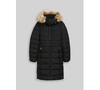 TOM TAILOR Damen Puffer-Mantel mit abnehmbarer Kapuze, schwarz, Uni, Gr. XS