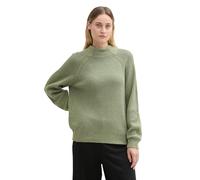 Tom Tailor - Gerippter Pullover mit Stehkragen pale bark green rib structure - Gr. - XS